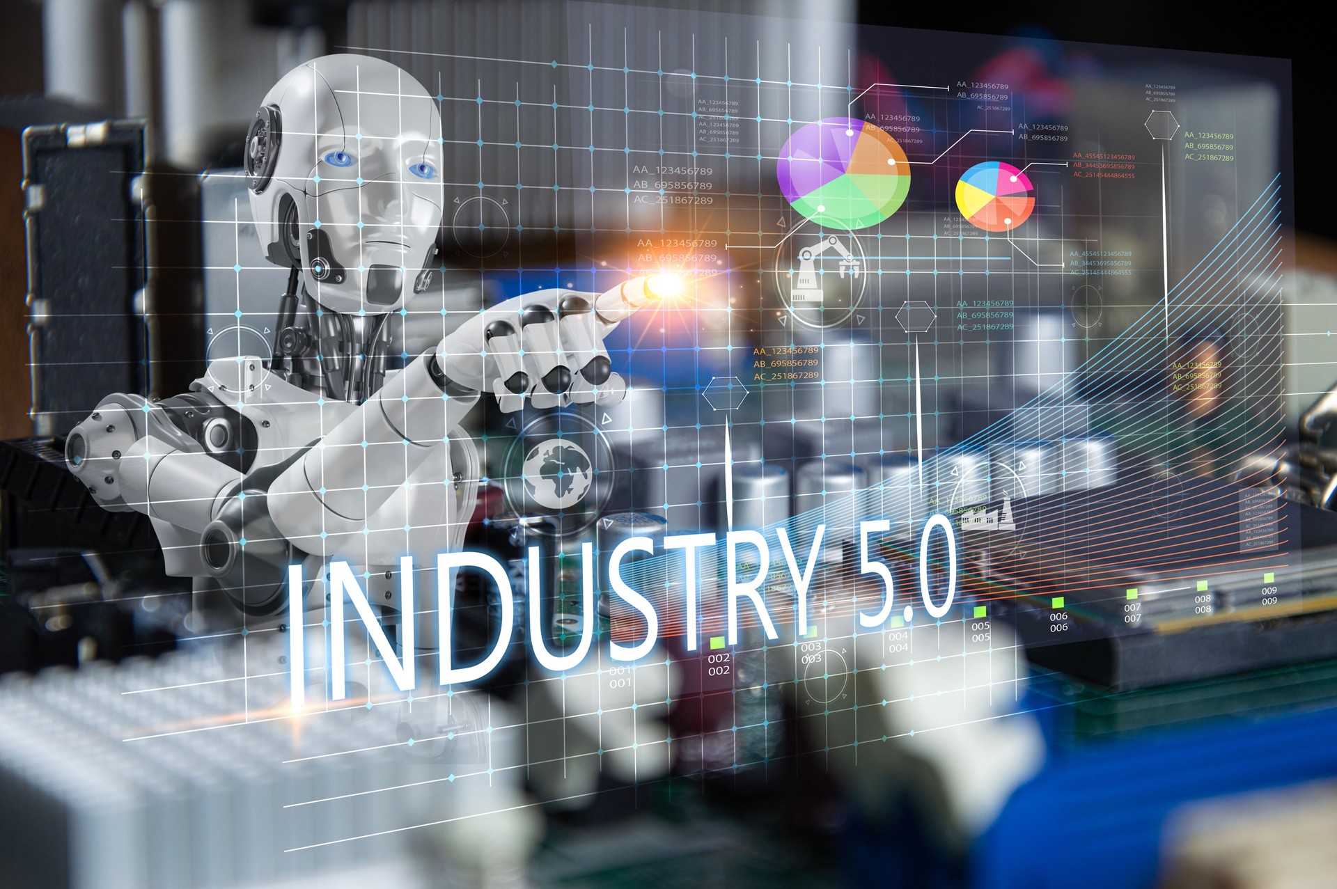 AI Robot represents the use of artificial intelligence in investment trading. digital transformation technology,industry5.0